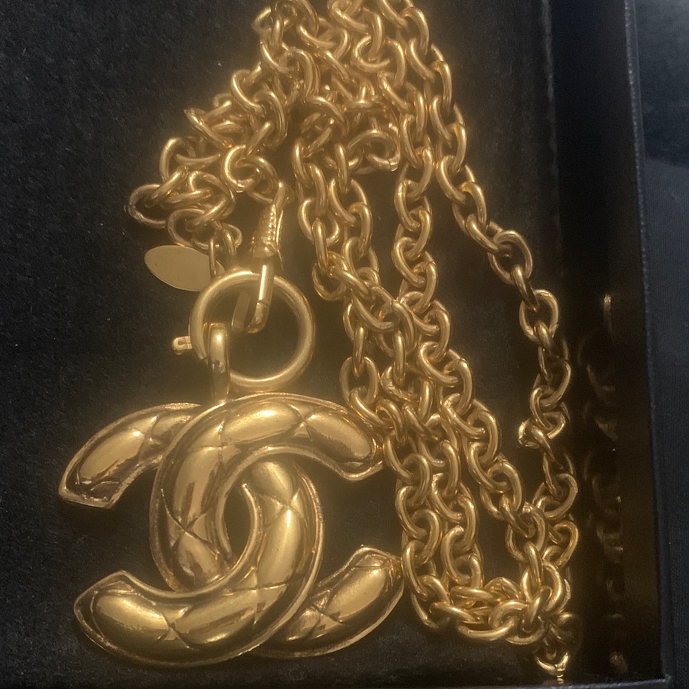CHANEL Gold-Tone Logo Necklace